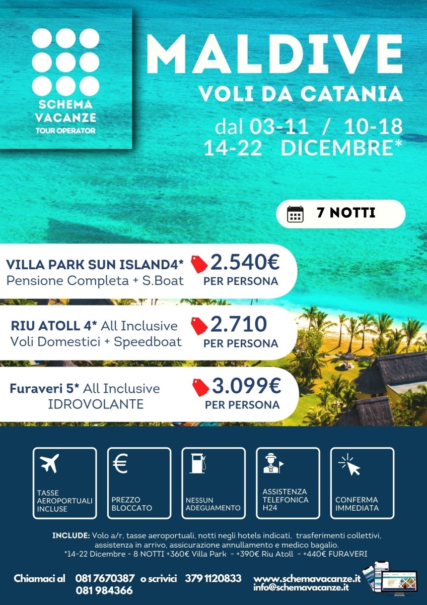 Maldive da Catania Dicembre